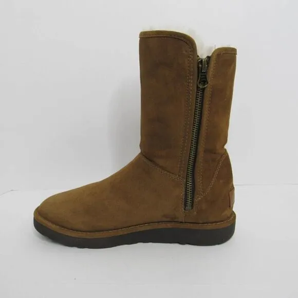 UGG ABREE MINI ZIP BOOTS CHESTNUT