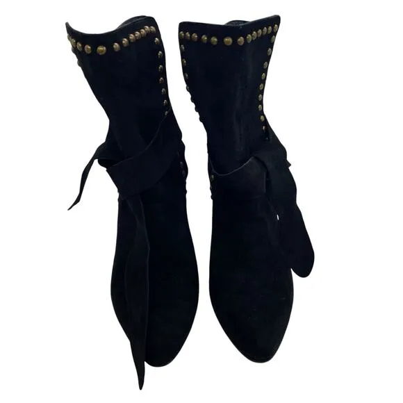 Ulla Johnson Aggie Suede Boots Black Studded size 38 / 8