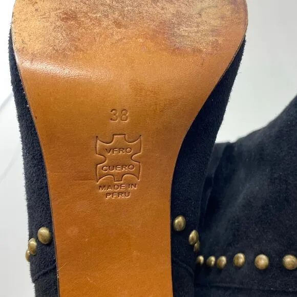 Ulla Johnson Aggie Suede Boots Black Studded size 38 / 8