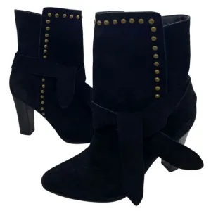 Ulla Johnson Aggie Suede Boots Black Studded size 38 / 8