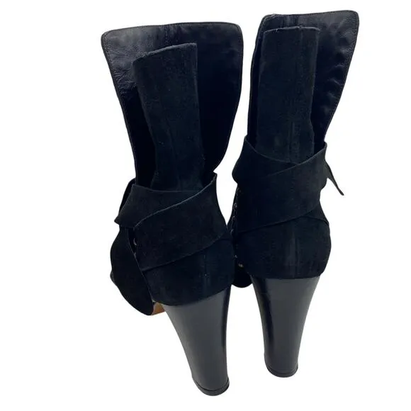 Ulla Johnson Aggie Suede Boots Black Studded size 38 / 8