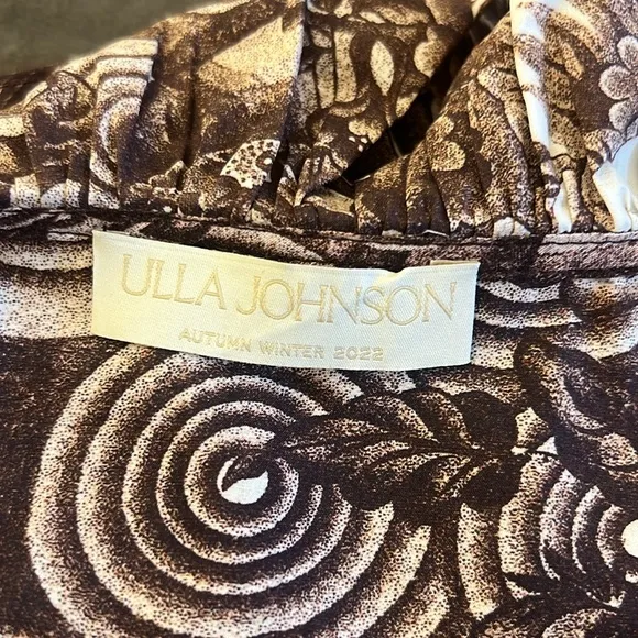 Ulla Johnson Elsie Brown Floral Ruffle Midi Dress Size 2 NWOT