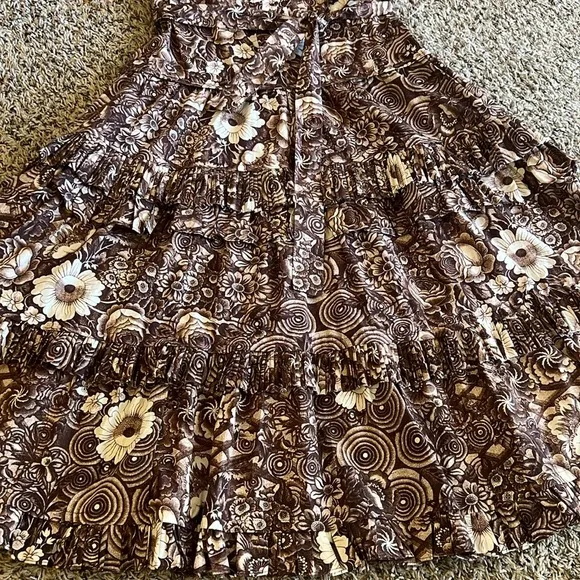 Ulla Johnson Elsie Brown Floral Ruffle Midi Dress Size 2 NWOT
