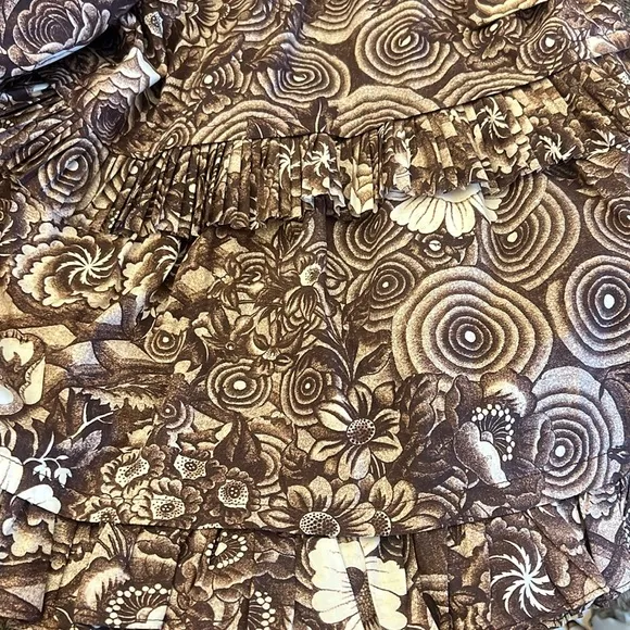Ulla Johnson Elsie Brown Floral Ruffle Midi Dress Size 2 NWOT