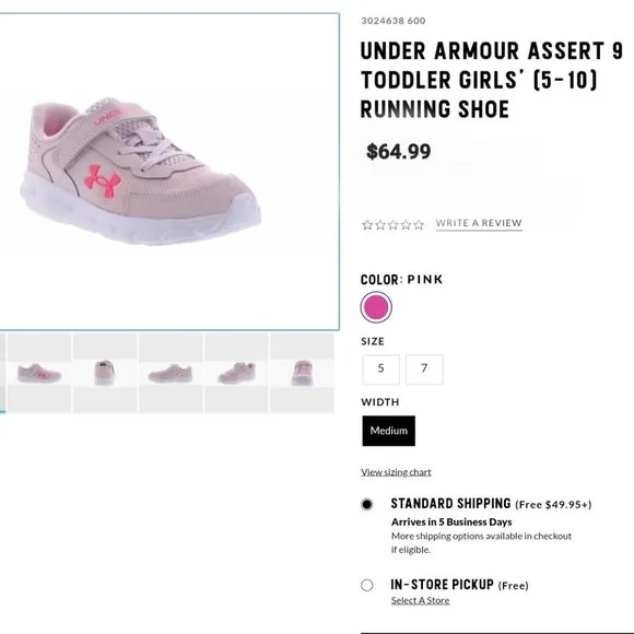 UNDER ARMOUR 'ASSERT 9' ATHLETIC RUNNING SHOES &quot;ELECTRIC PINK&quot;