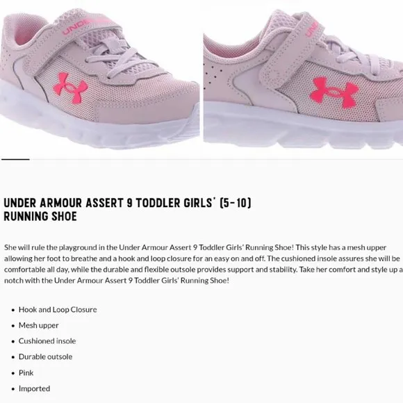 UNDER ARMOUR 'ASSERT 9' ATHLETIC RUNNING SHOES &quot;ELECTRIC PINK&quot;