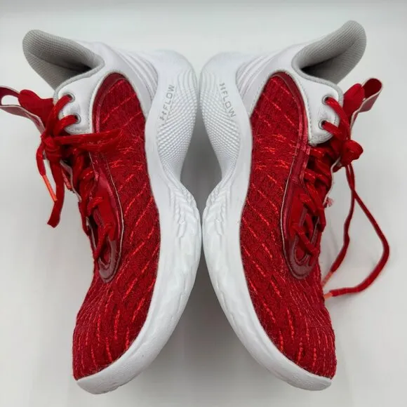 Under Armour Curry Flow 9 Basketball Shoes White/Red Mesh Mens 11 Womens 12.5