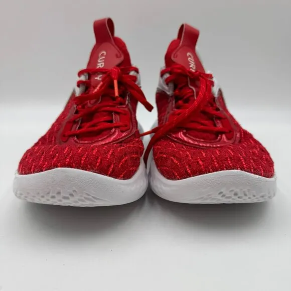 Under Armour Curry Flow 9 Basketball Shoes White/Red Mesh Mens 11 Womens 12.5