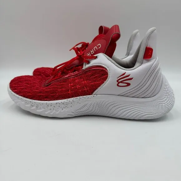 Under Armour Curry Flow 9 Basketball Shoes White/Red Mesh Mens 11 Womens 12.5