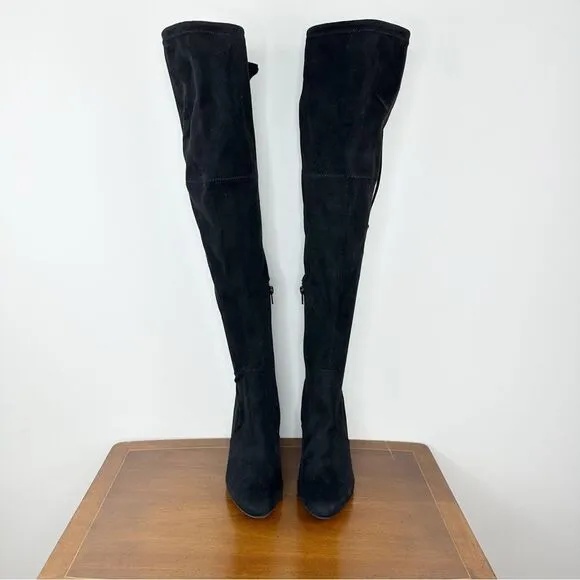 UNISA Black Faux Suede Over the Knee Heeled Boots Size 9M