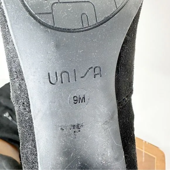 UNISA Black Faux Suede Over the Knee Heeled Boots Size 9M