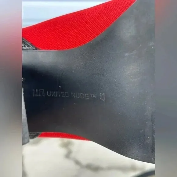 UNITED NUDE Tetra Mist/Hot Red/Black boots size 7