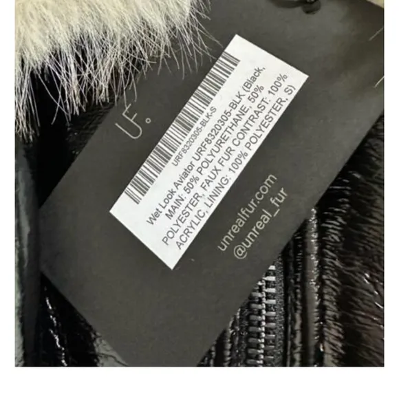 Unreal fur wet look aviator jacket