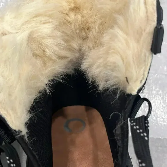 [US10]Anthropologie Black Ankle Boots with Faux Fur around Ankle