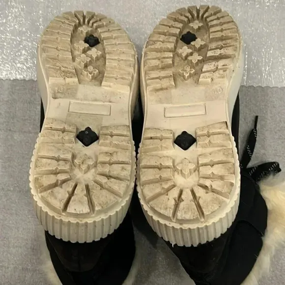[US10]Anthropologie Black Ankle Boots with Faux Fur around Ankle