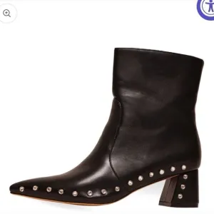 Vaila Diana Rhinestone Trim Black Pointed Toe Mid Calf Boots Black Size 10 NIB
