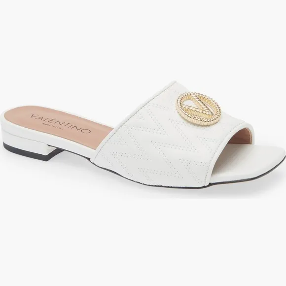 Valentino By Mario Valentino White Slide Sandals NWB&amp;T