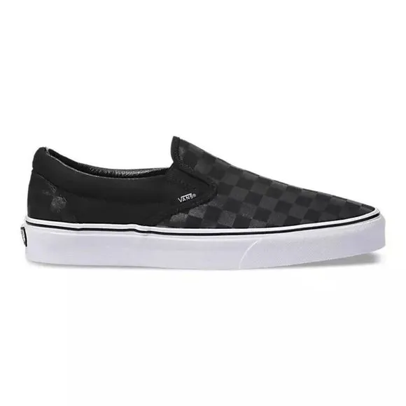 Vans Big Kid's Black Checkerboard Slip-On Sneakers Shoes Size 4