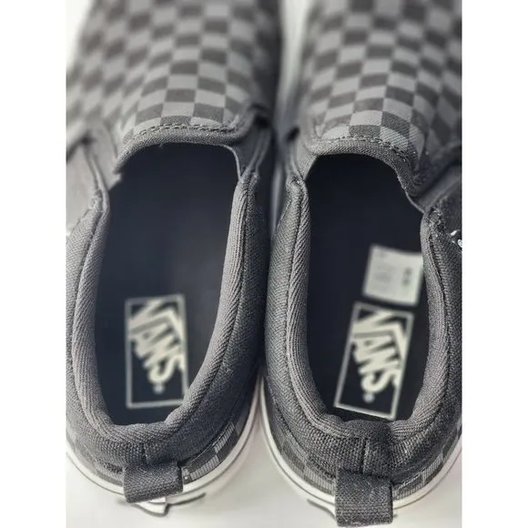 Vans Big Kid's Black Checkerboard Slip-On Sneakers Shoes Size 4