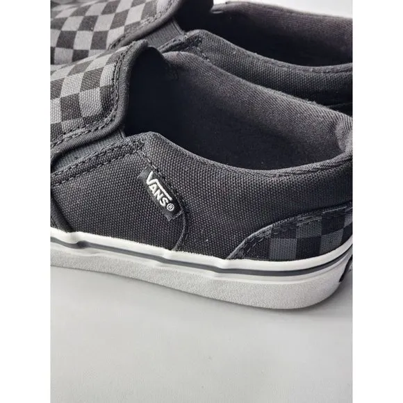 Vans Big Kid's Black Checkerboard Slip-On Sneakers Shoes Size 4