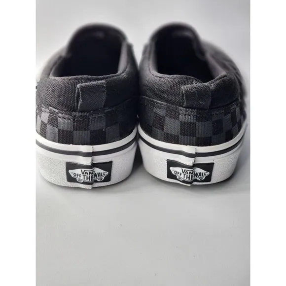 Vans Big Kid's Black Checkerboard Slip-On Sneakers Shoes Size 4