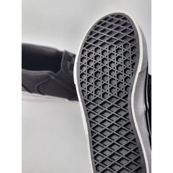 Vans Big Kid's Black Checkerboard Slip-On Sneakers Shoes Size 4