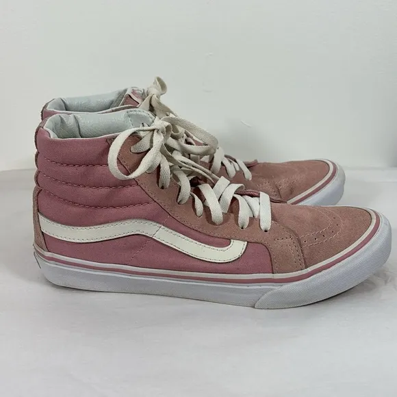 Vans Off The Wall Old Skool Sk8 Hi-Pig Shoes 9 Suede High Tops Pink Sneaker