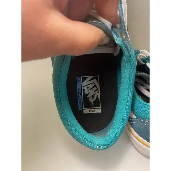 Vans Old Skool Pro Mens Sz 10 Deep Teal/Columbia/Yellow Skate Shoes Suede Canvas