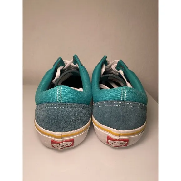 Vans Old Skool Pro Mens Sz 10 Deep Teal/Columbia/Yellow Skate Shoes Suede Canvas