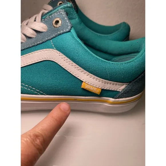 Vans Old Skool Pro Mens Sz 10 Deep Teal/Columbia/Yellow Skate Shoes Suede Canvas