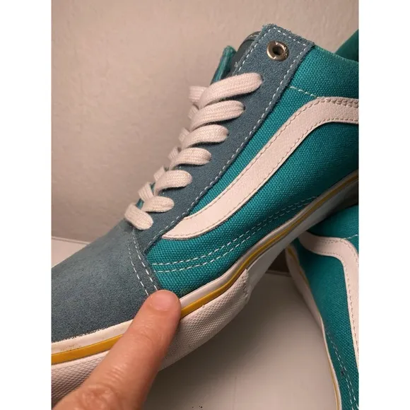 Vans Old Skool Pro Mens Sz 10 Deep Teal/Columbia/Yellow Skate Shoes Suede Canvas