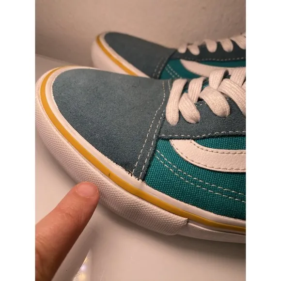 Vans Old Skool Pro Mens Sz 10 Deep Teal/Columbia/Yellow Skate Shoes Suede Canvas