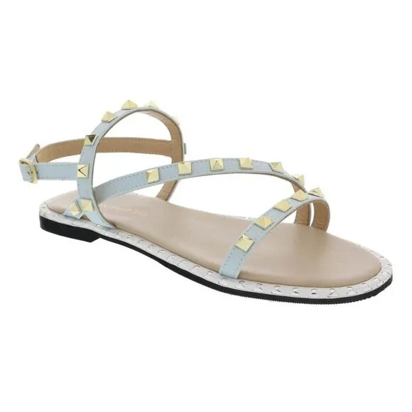 Ventutto Blue Riveted Embellished Strappy Sandals