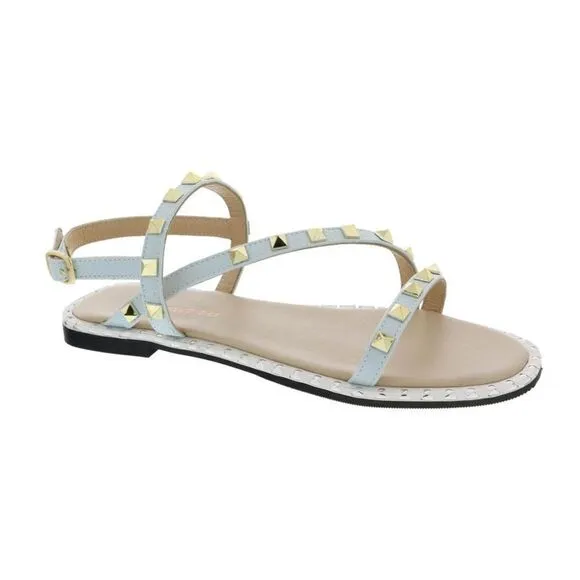 Ventutto Blue Riveted Embellished Strappy Sandals