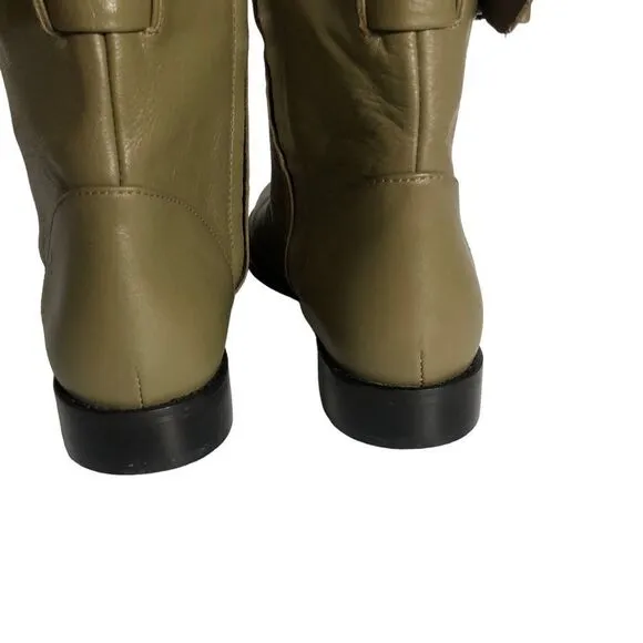 Vero Cuoio High Boots Faux Leather Olive Green 1” Heel 5 1/2 New w/out Box