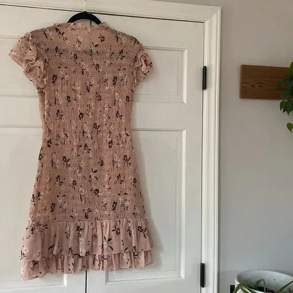 Veronica Beard | Cici Smocked Dress | Blush Pink Multi Smocked Floral Print