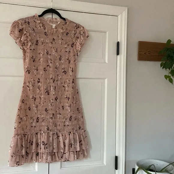 Veronica Beard | Cici Smocked Dress | Blush Pink Multi Smocked Floral Print