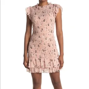 Veronica Beard | Cici Smocked Dress | Blush Pink Multi Smocked Floral Print