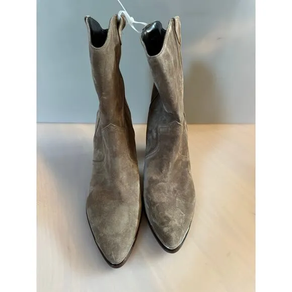 VERONICA BEARD Cody Suede Western Bootie Taupe $595.00 retail price sz 11( New)