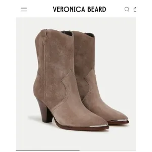 VERONICA BEARD Cody Suede Western Bootie Taupe $595.00 retail price sz 11( New)