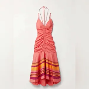Veronica Beard Fitz Paneled Silk-Cady Midi Dress