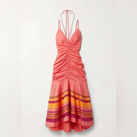Veronica Beard Fitz Paneled Silk-Cady Midi Dress