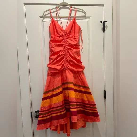 Veronica Beard Fitz Paneled Silk-Cady Midi Dress