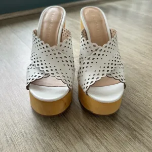 Veronica Beard Women's White Leather Platform Sandals