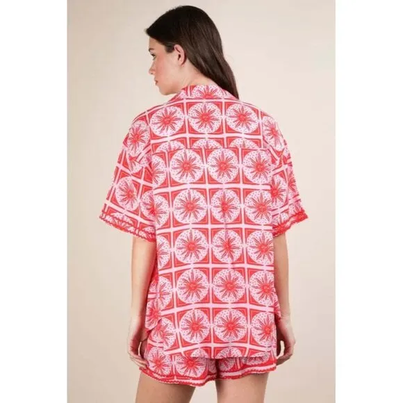 VERY J Tropical Printed Shirt Top and Shorts Set