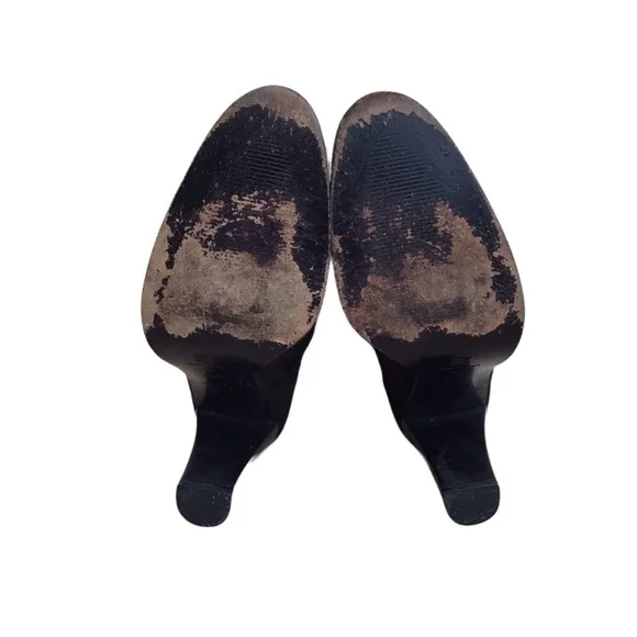 Via Spiga Black Suede Ruched Heeled Boots Size 7.5 M
