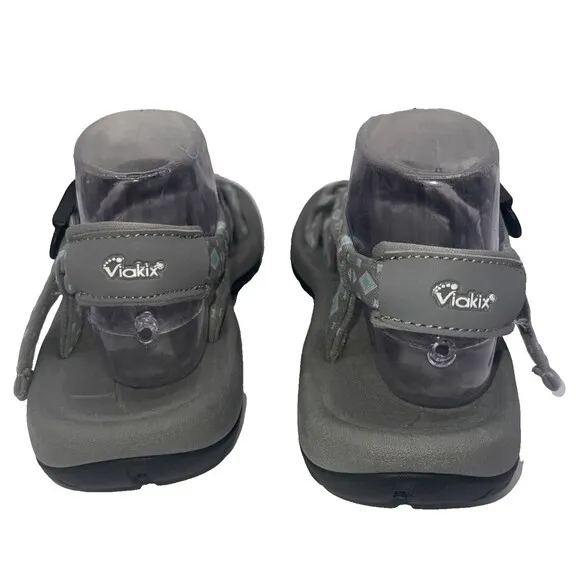 Viakix Women's Sandals Sz 9 Black White Strappy Walking Comfort Shoes
