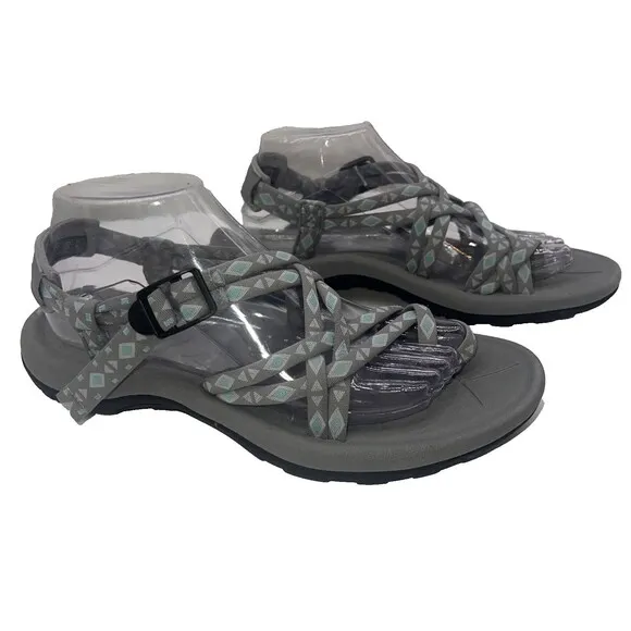 Viakix Women's Sandals Sz 9 Black White Strappy Walking Comfort Shoes