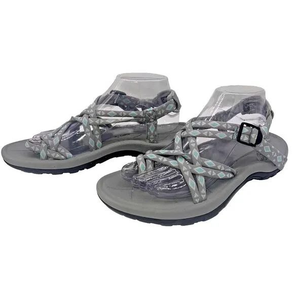 Viakix Women's Sandals Sz 9 Black White Strappy Walking Comfort Shoes
