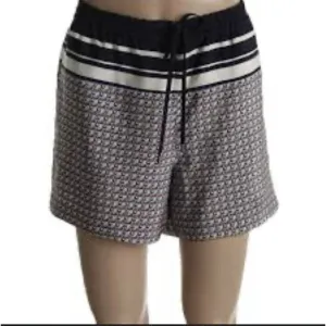 VINCE 100% Silk Shorts Elastic Waist Blue Cream M 63-13